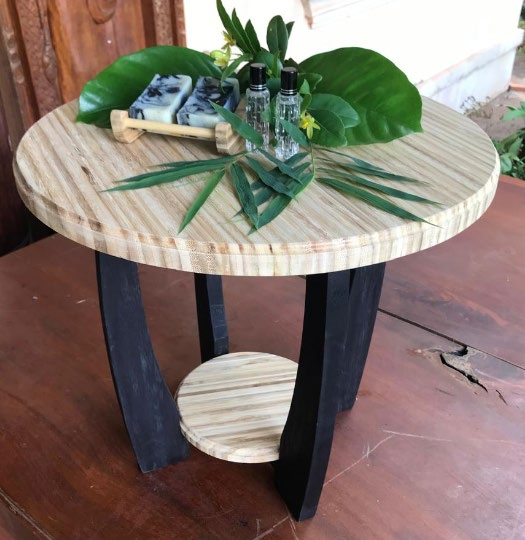 Solid Bamboo Top round Side table