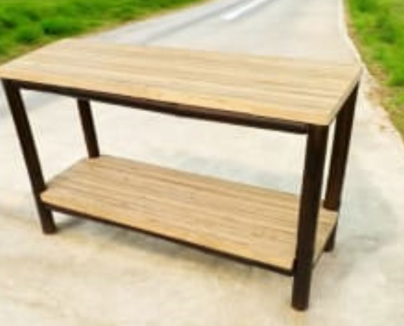 2 Tiers Solid Bamboo Console Table