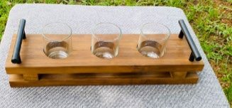 Bamboo Glass holder Serving Tray